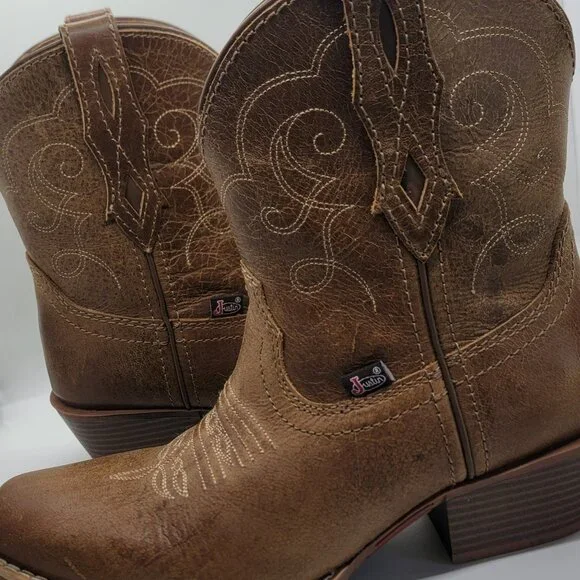 Justin Gypsy Chellie Western Booties Women 7.5B Tan Leather Square Ankle GY9510 - Picture 14 of 16